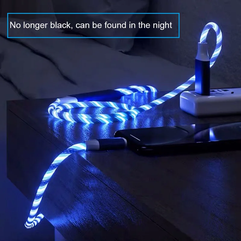 Новый Три-в-одном светящийся кабель для передачи данных растяжки Красочные линии