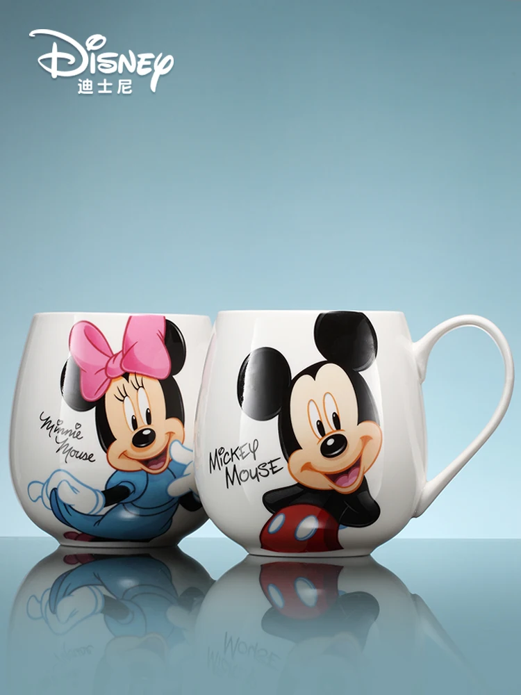 

Original Disney cartoon milk coffee breakfast cute cup Mickey family water cup with lid and spoon ceramic cup