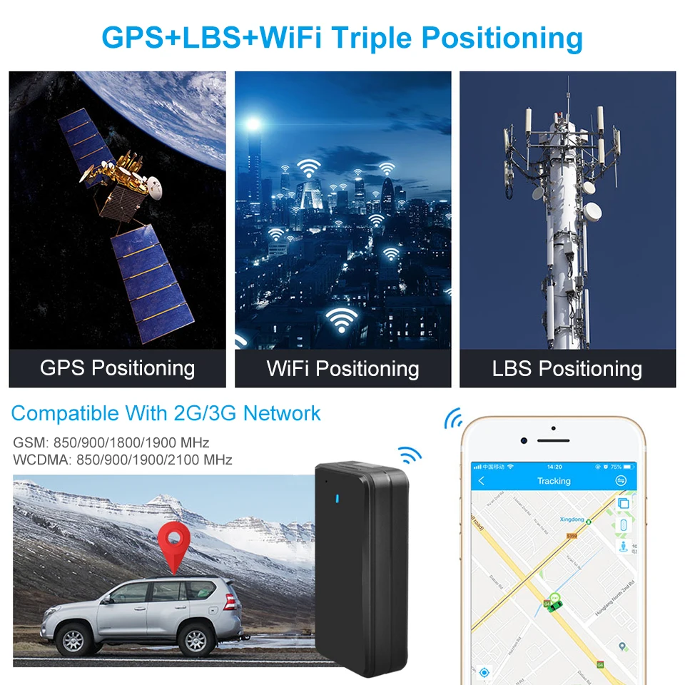 3G GPS-Трекер Автомобильный Магнитный AT6 2 года в режиме ожидания водонепроницаемый