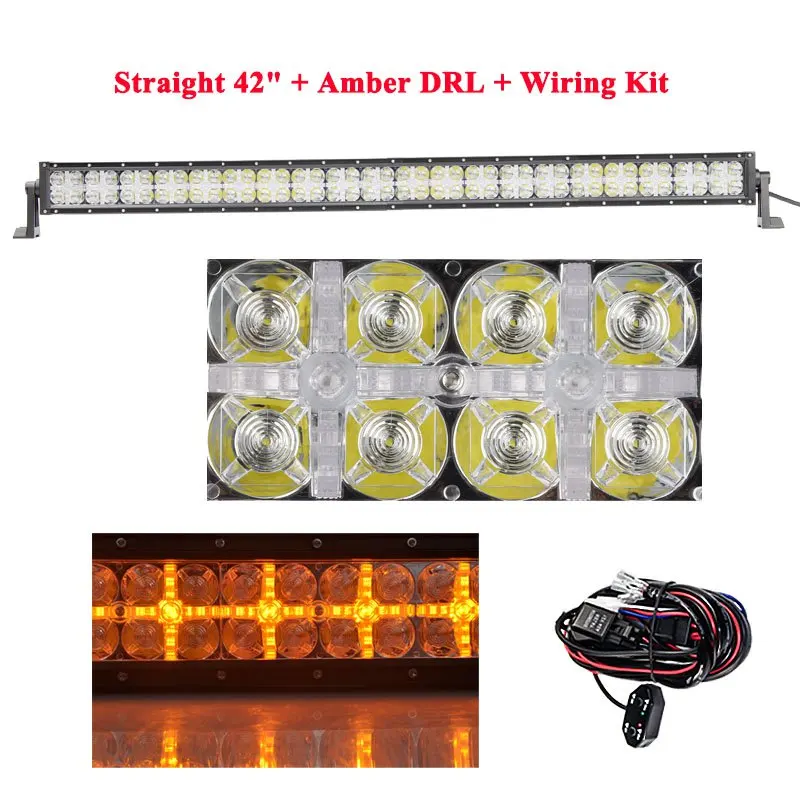 Straight 42 Inch VISORAK 22 32 42 5" 7D прямой изогнутый внедорожный светодиодный противотуманный светильник 4x4 ATV бар для внедорожника Jeep 4x4 4WD SUV ATV седельный тягач - Цвет: Straight 42 Inch
