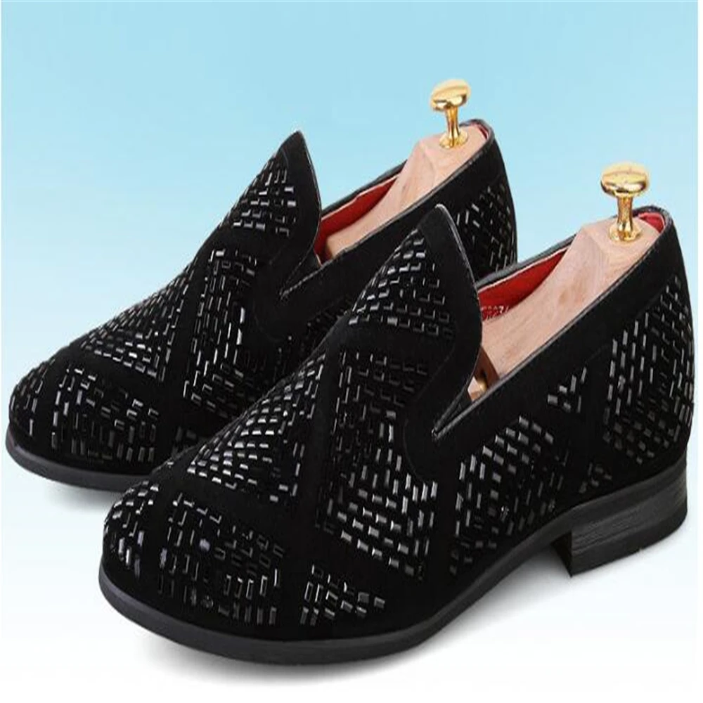 Черные кожаные туфли с шипами мужские лоферы Роскошная обувь из денима и