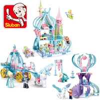 new sluban princess castle carriage city street view girl house building model block puzzle girl toy gift
