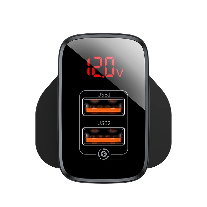 Baseus 18 Вт USB зарядное устройство для iPhone11 Pro Max Quick Charge 3,0 быстрое зарядное устройство для телефонов Великобритания настенное зарядное устройство AFC для Samsung Путешествия Великобритания вилка - Тип штекера: Dual USB Black