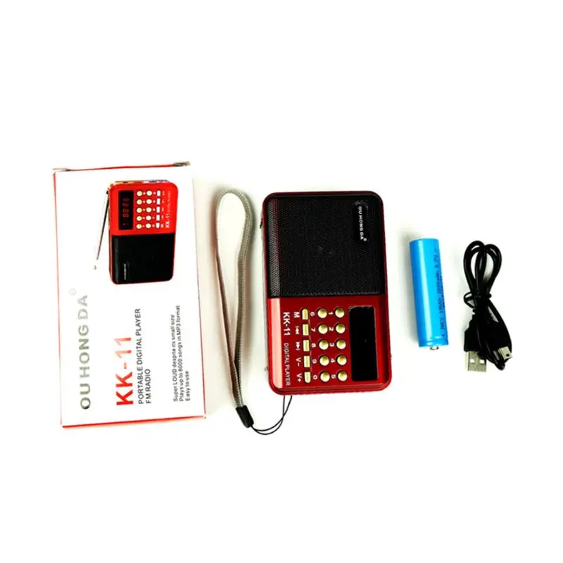 Портативное мини-радио K11 перезаряжаемое многофункциональное цифровое FM USB TF