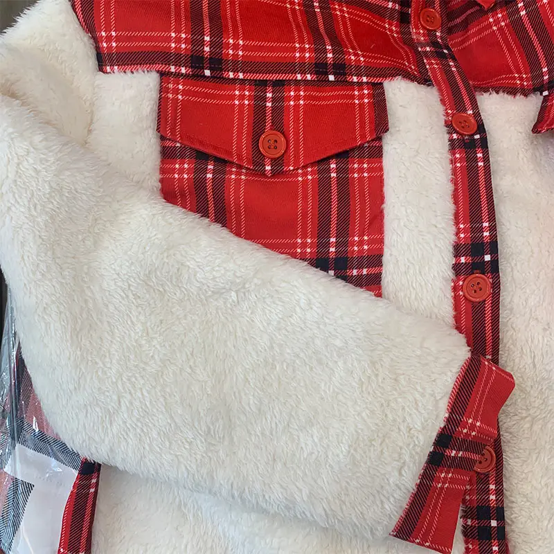 

Plaid Print Lamb Wool Coats Women's Patchwork Pocket Button Loose Jackets Coat Women 2021 Autumn Winter Keep Warm Casual Clothes