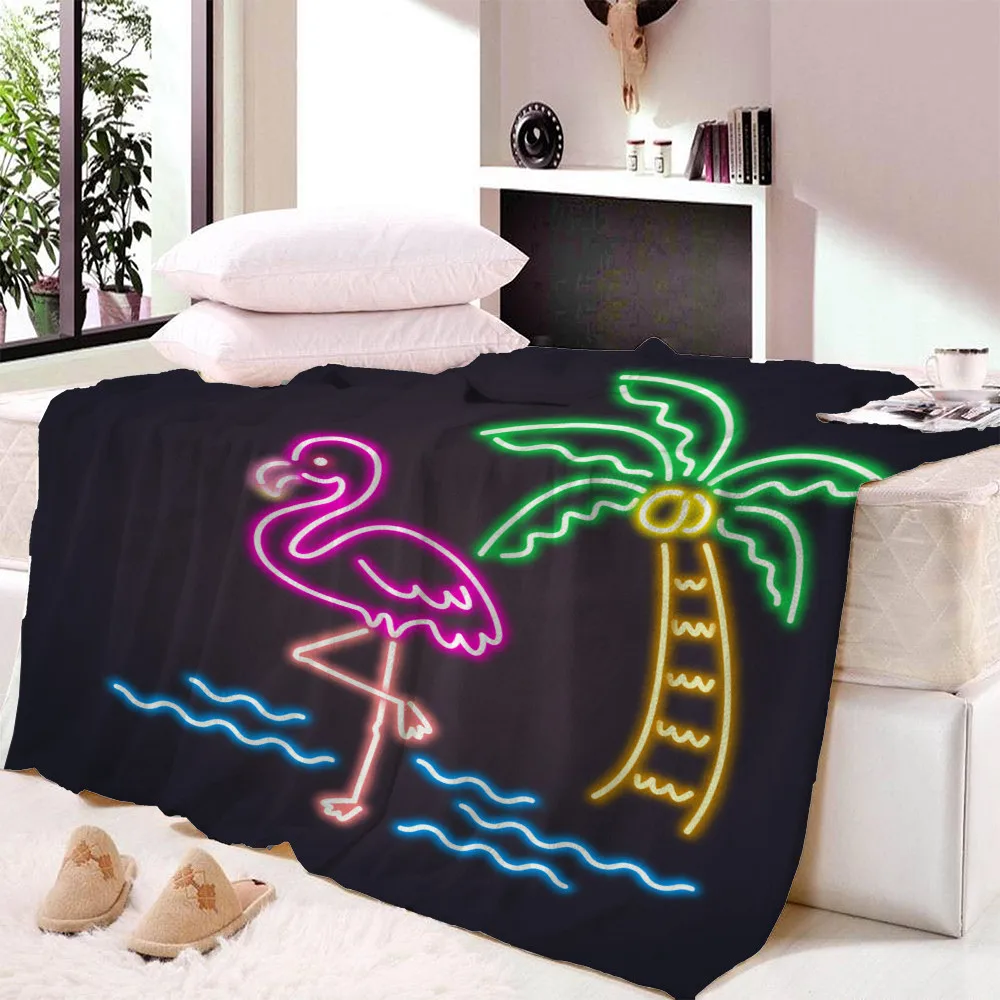 

Custom DIY Blanket Plaids Warmth Soft Plush Flamingo Plaids on The Sofa Bed Throw Blanket