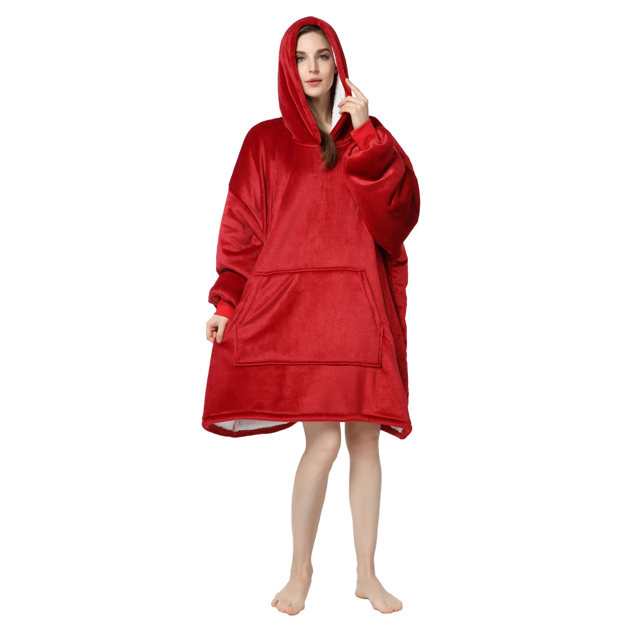 

RONGTAI Wine Oversized Wearable Blankets with Pockets Blanket Hoodie