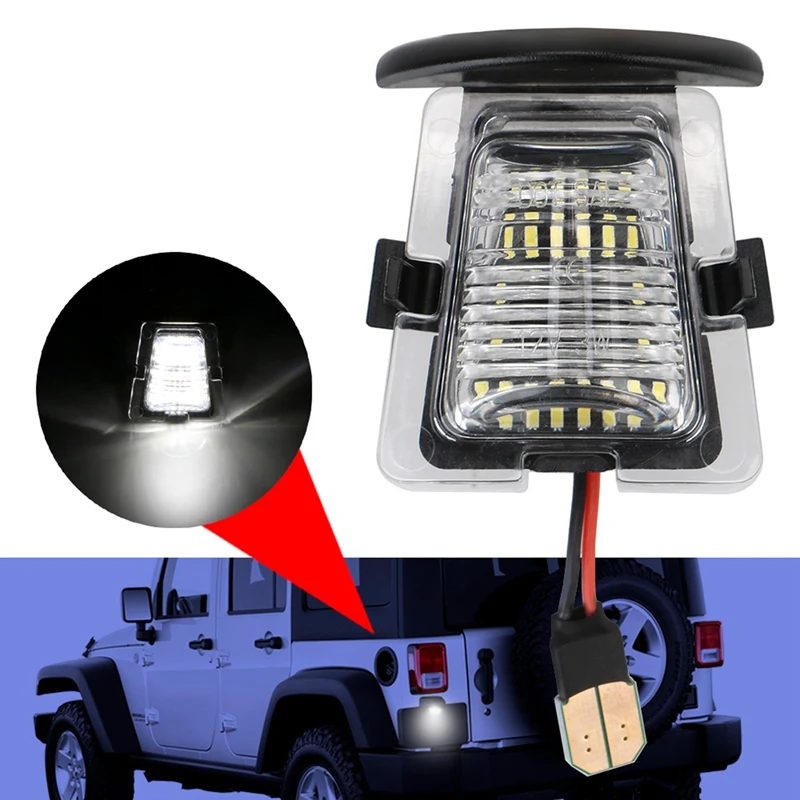 

2PCS Car License Light Modification LED Brighten Auto License Plate Lamp for Jeep Wrangler 2007-2018