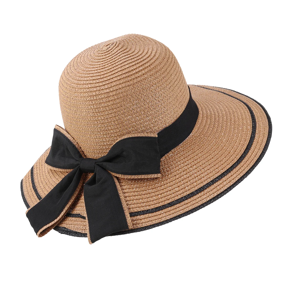 

Уличная Складная соломенная шляпа свободного размера с красивым бантом и широкими полями для женщин, Пляжная дорожная Приморская шляпа (с ч...