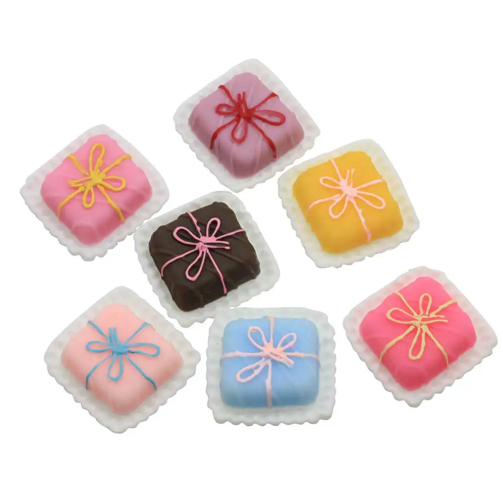 

Colorful Miniature Cute Cake Gift Box Flatback Resin Cabochon Simulation Food DIY Scrapbook For Phone Jewelry Decorati
