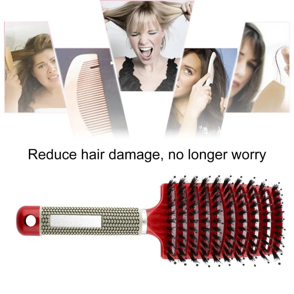 

Women Hair Scalp Massage Comb Bristle Nylon Hairbrush Wet Curly Detangle Hair Brush For Salon Barber Hairdressing Styling Tools