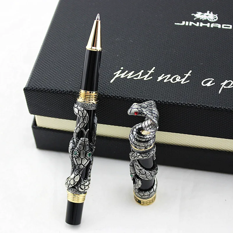 Jinhao Змея винтажная шариковая ручка Золотая кобра 3D узор текстура рельефная