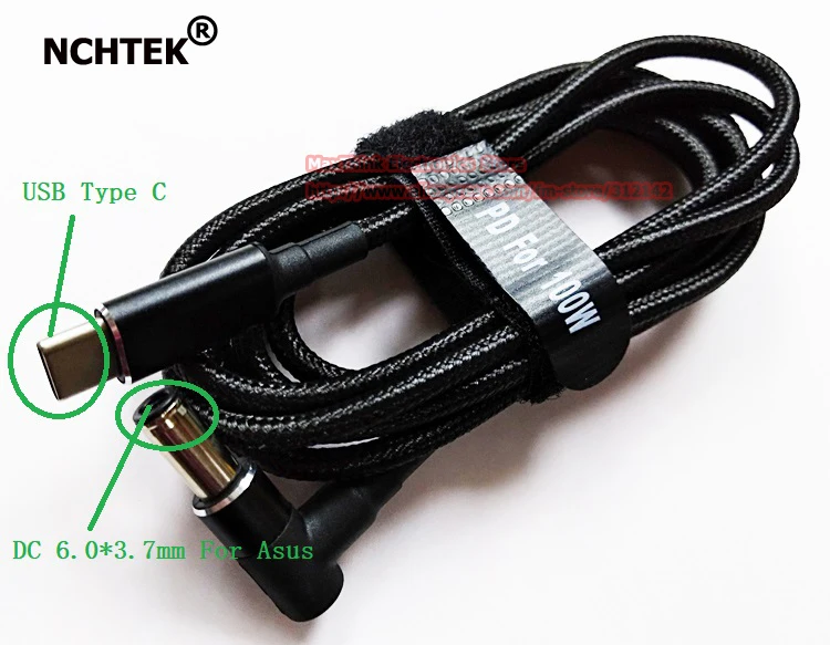 NCHTEK 100 Вт USB Тип C штекер до 90 градусов угловой DC 6 0*3 7 мм PD зарядный адаптер питания