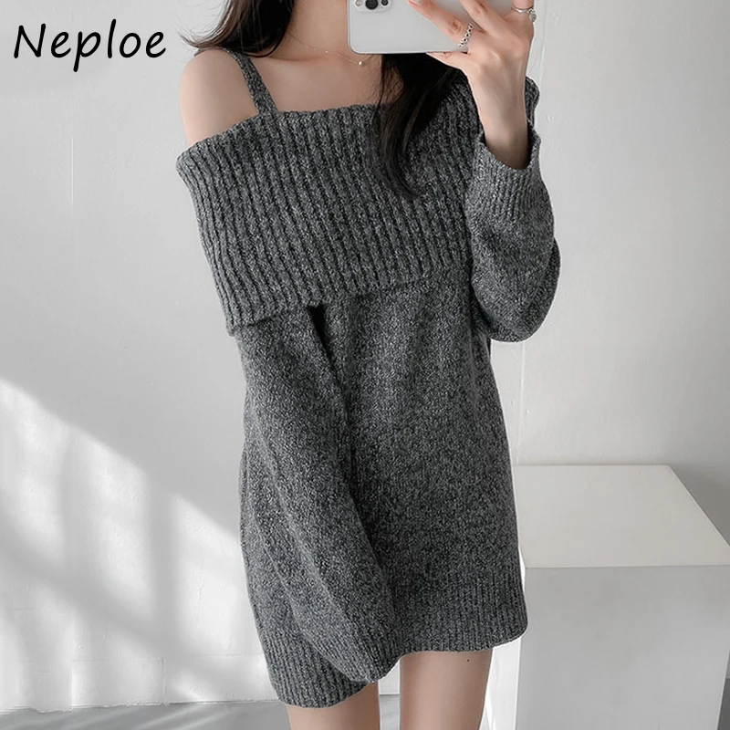 Элегантное платье Neploe с воротником-лодочкой женская кофта открытыми плечами