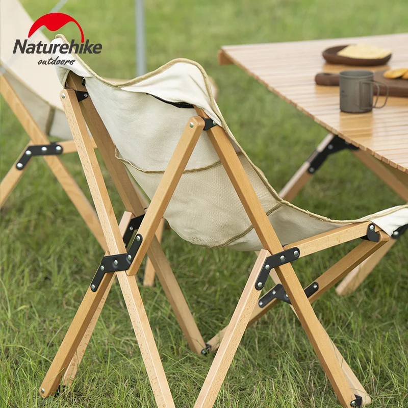 Складной стул Naturehike из массива дерева портативный деревянный для кемпинга и