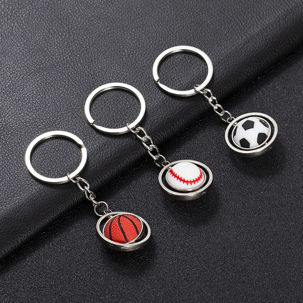 

3D Fashion Sports Rotating Keychain Car Keychain Basketball Soccer Golf Pendant Keychain Metal Keyring Accessory Gifts