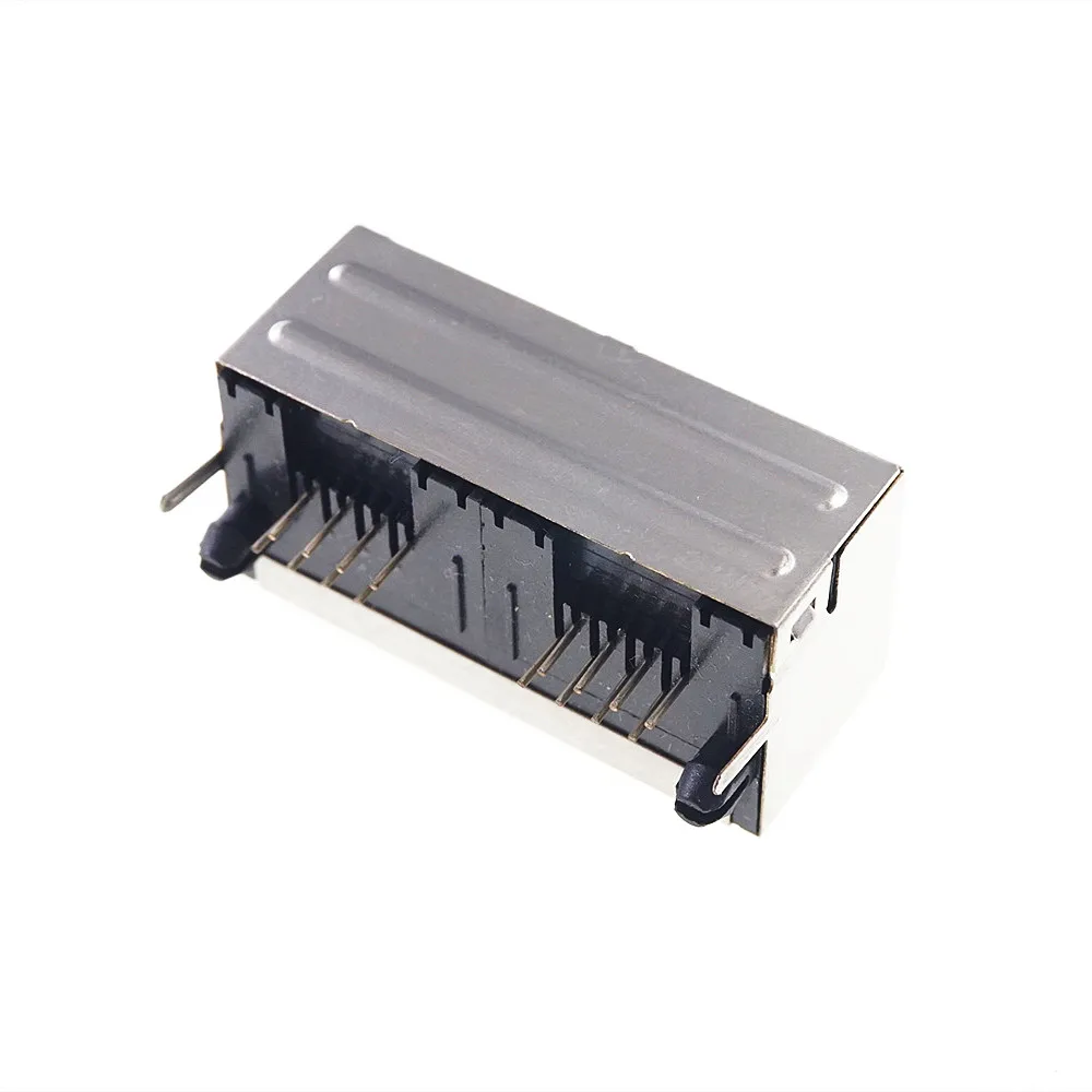 2 шт. RJ45 двойной порт экранированный модульный разъем PCB 8P8C прямоугольный