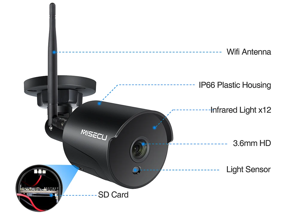MISECU 1080P Wifi IP камера двухсторонняя аудио Беспроводная пуля наружная домашняя камера безопасности Onvif 2MP SD карта ночного видения приложение iCsee