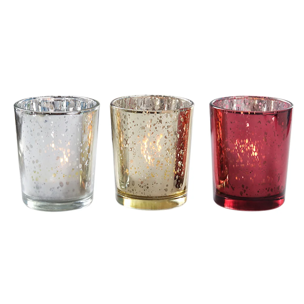 

3Pcs Christmas Party Decors Aromatherapy Empty Cups Electroplated Candle Cups