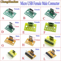 5 50pcs vertical usb microusb micro usb female male head connector pcb converter adapter breakout test board 180 degree vertical