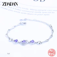 zdadan 925 sterling silver heart amethyst fashion bracelets for women wedding jewelry party gift