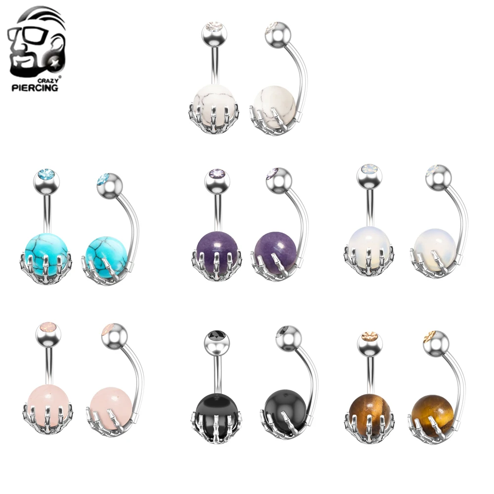 Скелетон ручной работы камень мяч пупка кольца 14 г сталь Розовое золото Цвет