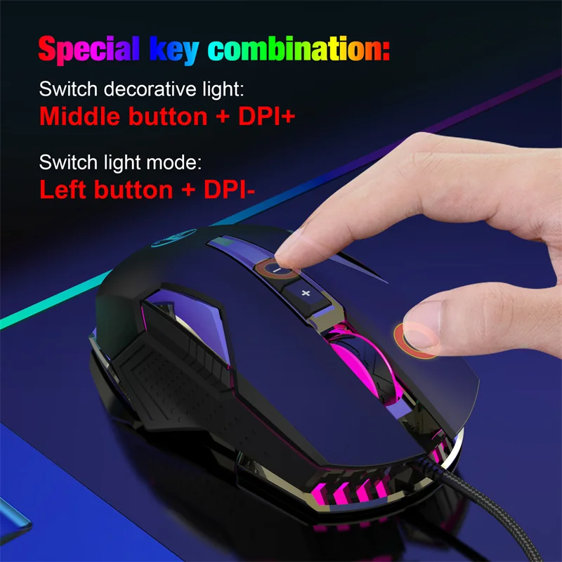 

E-Sports Game X200 Wired Gaming Mouse Macro Programming Mouse 8 Keys Ergonomic Mice with 4-gear Adjustable DPI Colorful Effects