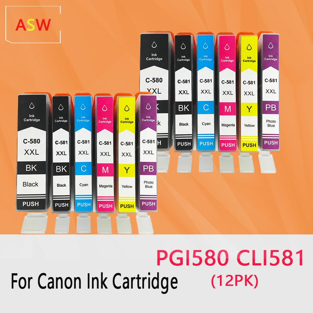 6PK PGI-580 CLI-581XL Ink Cartridge Compatible For Canon PIXMA TR7550 TR8550 TS705 TS6350 TS6351 TS8150 TS8251 TS8350 TS8351