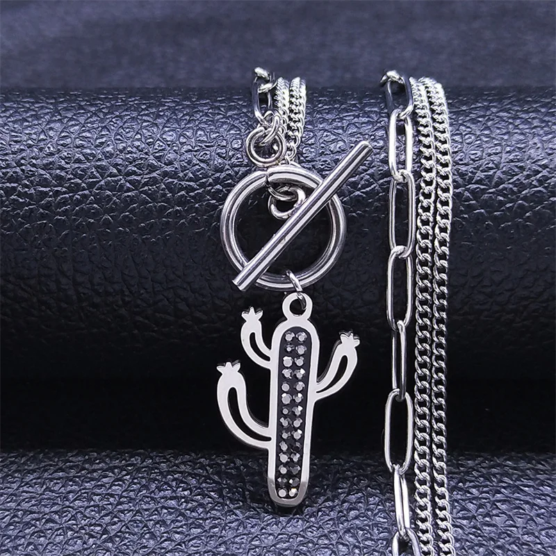 Женское колье-чокер из нержавеющей стали с черными кристаллами