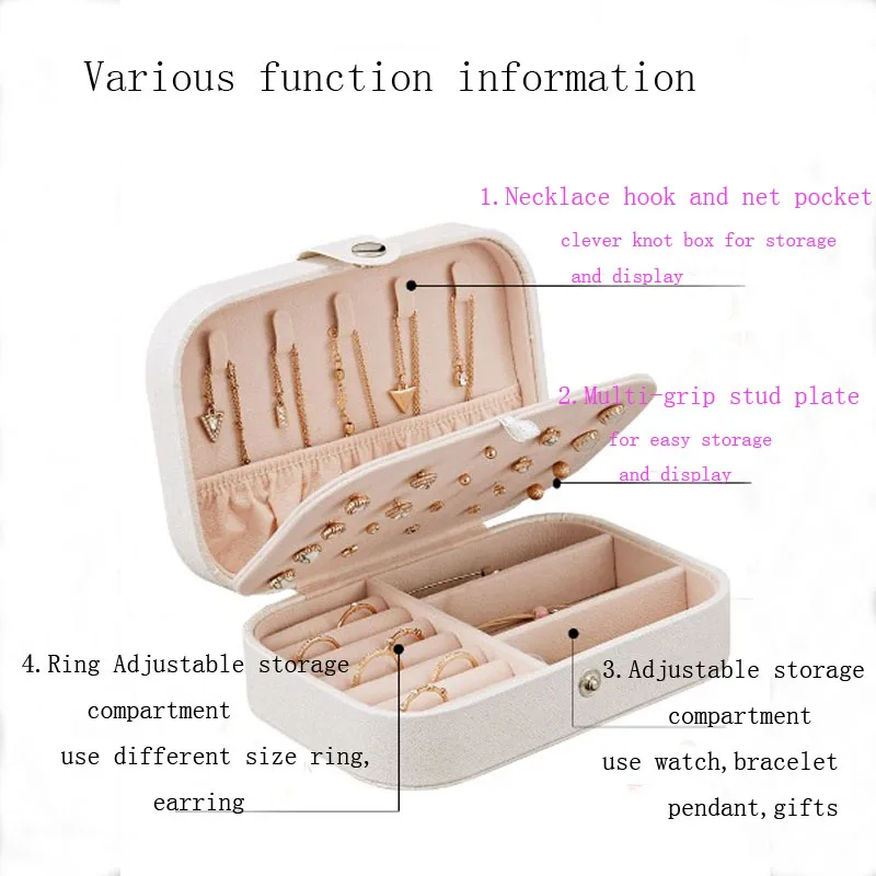 

Jewelry Organizer Display PU Ring Ear Stud Box Earring Display Lady Portable Case Portable Jewelry Organizer Necklaces Gifts Box
