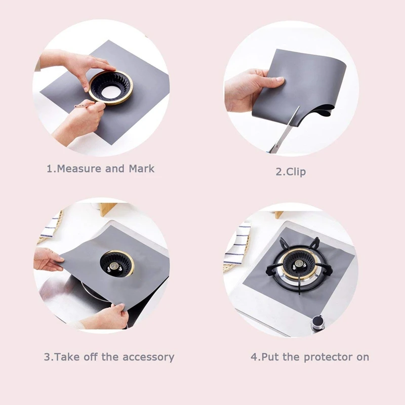 

10 Pack Stove Burner Covers, Reusable Gas Range Protectors Stovetop Burner Liners with 4 Pack Long Mixing Spoons