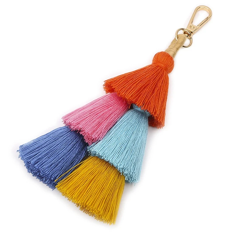

New Handmade multi-layer Tassel Keychain For Women Bag Or Car Pendant Key Ring Jewelry Gift Fashion Bohemian Style