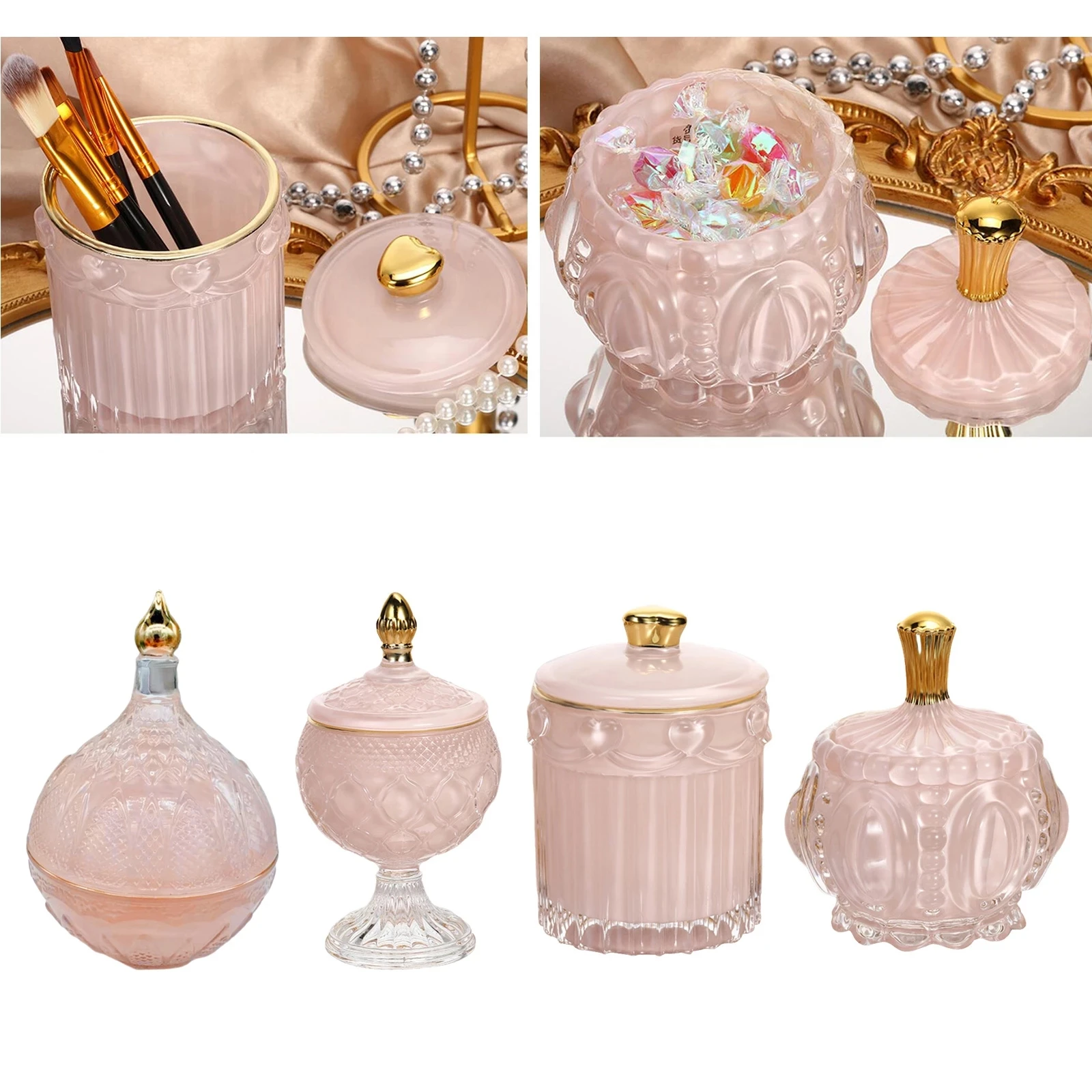 

European Style Butterfly Glass Jar Incense Sticks Holder Transparent Crystal Storage Jars Household Jewelry Cotton Swab Box