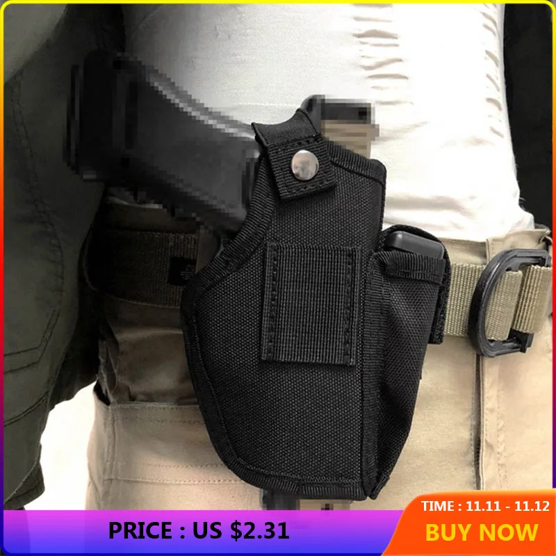 

Universal Left / Right Hand Gun Holster Concealed Tactical Belt Holster Airsoft Nylon Bag Hunting Accessories For Most Of Pistol