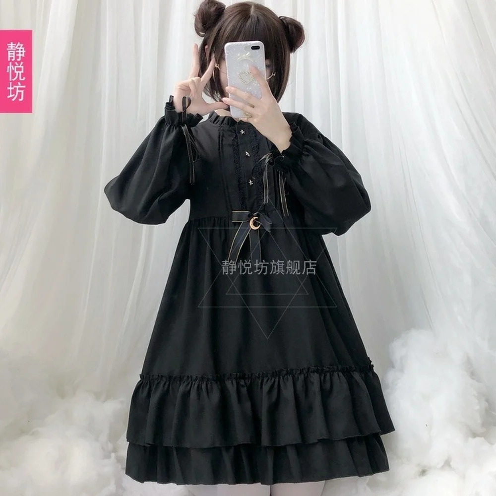 Одежда в стиле &quotЛолита&quot замок под лунным свечением осень и зима с длинным