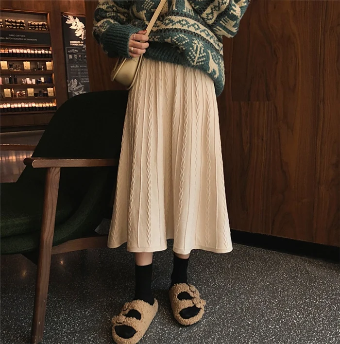 

Stretch Office Skirts Womens Mid High Harajaku Plus Size Knitted Skirt Mesh School Girl Mujer Faldas Women's Clothing BY50BSQ