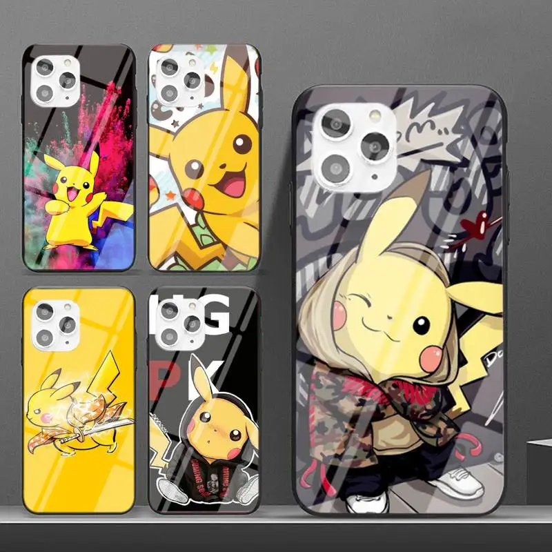 

Cartoon P-Pikachu Soft Cover Phone Case For IPhone 6 6s 7 8 Plus X Xs Xr Xsmax 11 12 Pro Promax 12mini Tempered Glass