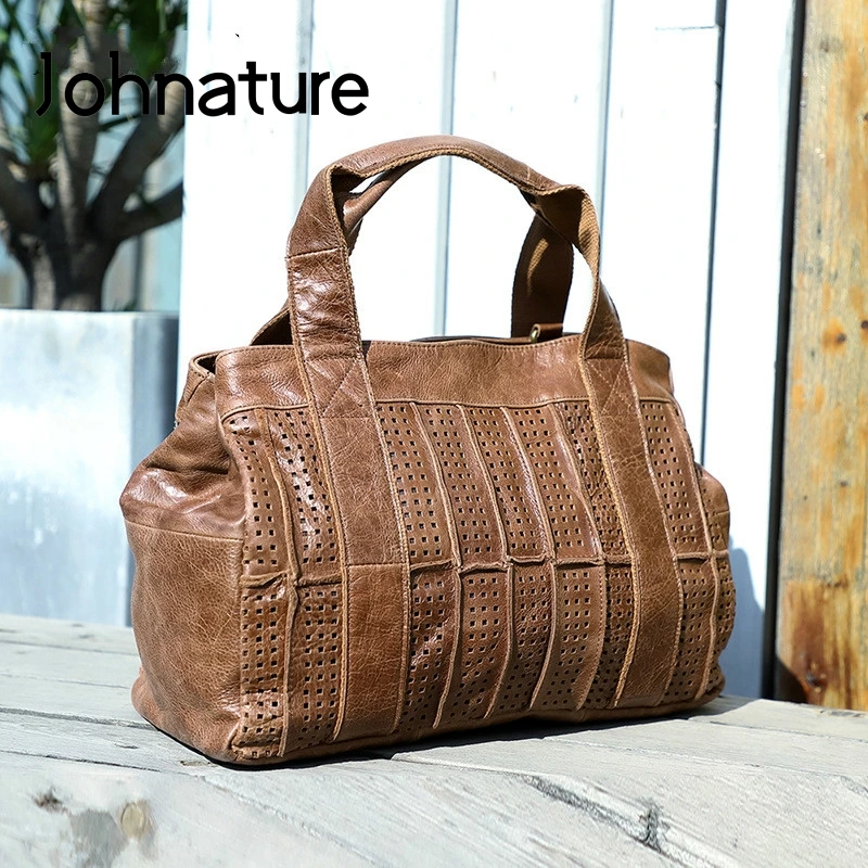 

Женская сумка из натуральной кожи Johnature, универсальная сумка-мессенджер на плечо, вместительная сумка из воловьей кожи, 2021
