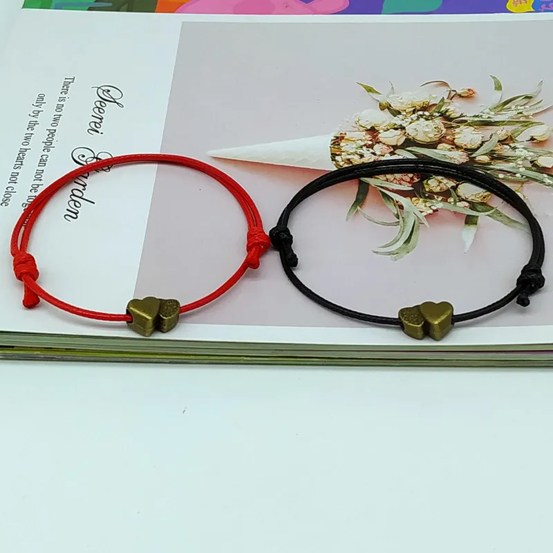 

Love Heart Rope Bracelet For Women Men Red Black Color Handmade Jewelry Fashion Bracelet Gift For Friend Wholesale Jewelry