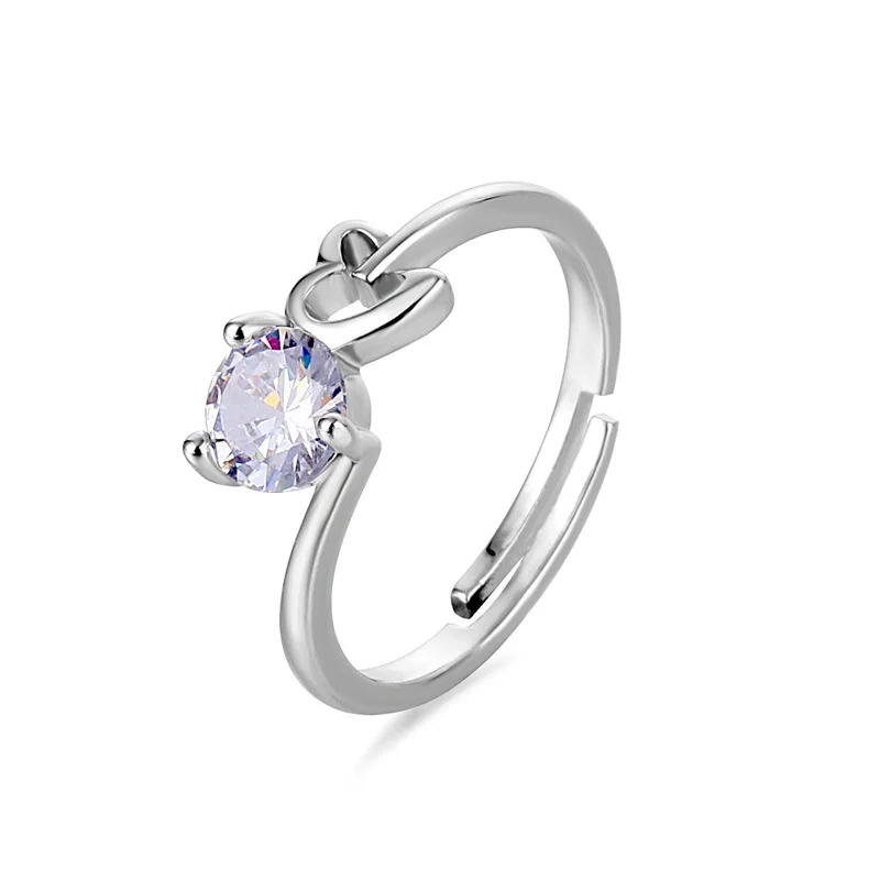

New Arrival Jewellery Vintage Charm Zircon Simple Wedding Finger Diamond Small Heart Wedding Girl Party Ring for Women Vintage