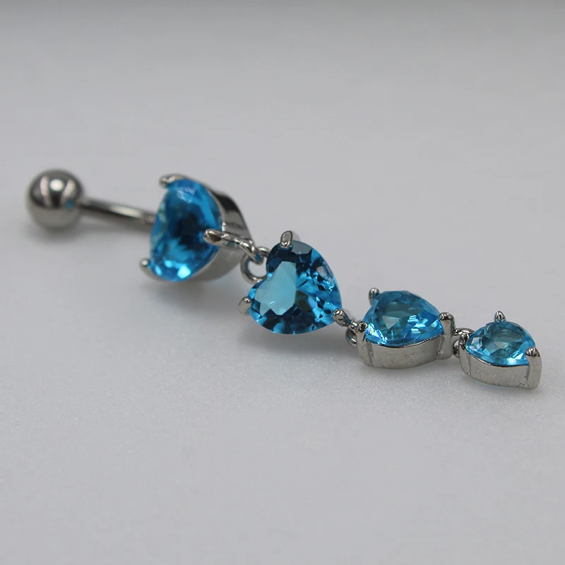 1 шт. свисающие кольца для живота с синим сердцем горный хрусталь кристалл