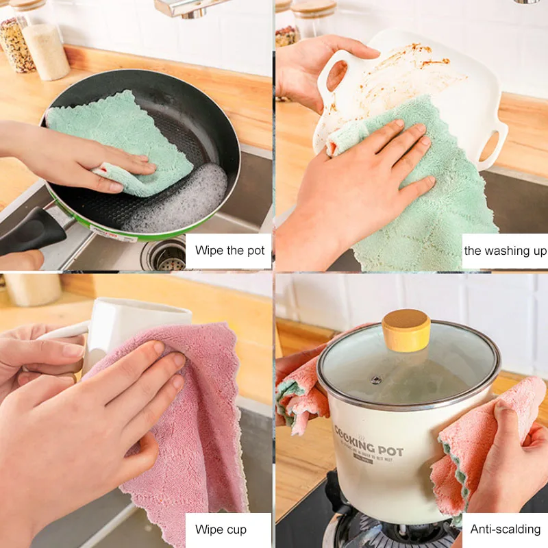 2/3 шт. абсорбент толще губки тряпка из микрофибры Кухня Блюдо тканью Посуда