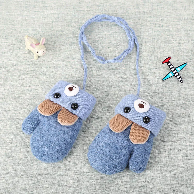 Blue Gloves Новинка года, модные детские зимние шапки, однотонные вязанные шапки-бобы для маленьких девочек и мальчиков, теплая зимняя шапка - Цвет: Blue Gloves
