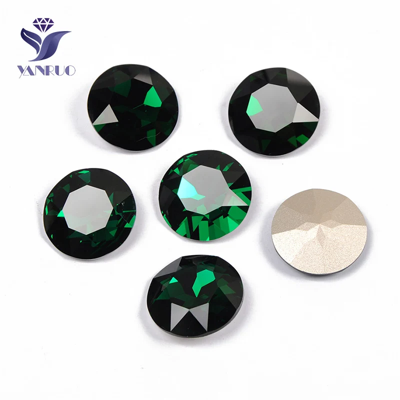 Yanruo 1201 круглая Точка обратно швейные камни и кристаллы DIY Ювелирные изделия страз большие стразы на украшения из ткани - Цвет: Emerald