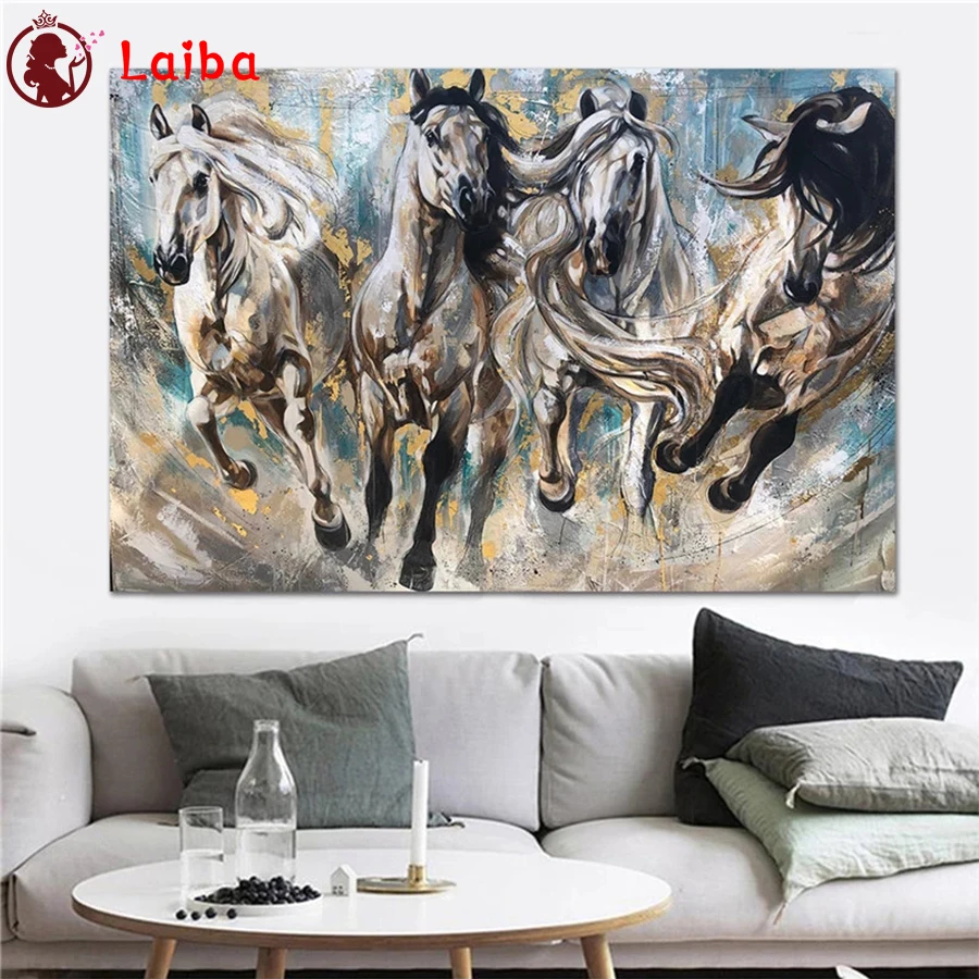 

DIY Diamond Painting Abstract animal art, watercolor running horse Diamond Mosaic Full Drill Square Cross Stitch Handmade Hobby