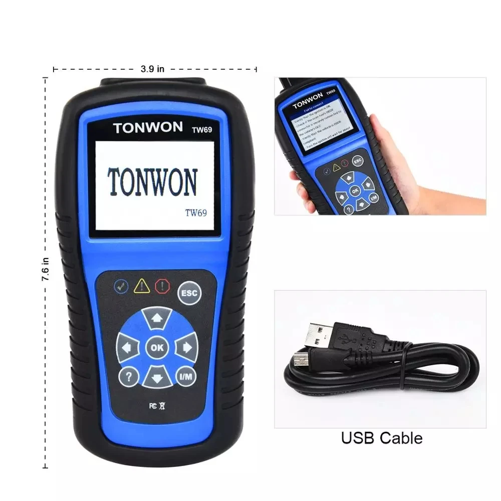 Новый OBD2 считыватель кодов автомобиля TONWON TW69 OBDII Автомобильный диагностический