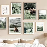 yak bear leaf vein canyon train naked girl nordic posters and prints nature art canvas painting wall pictures for living decor