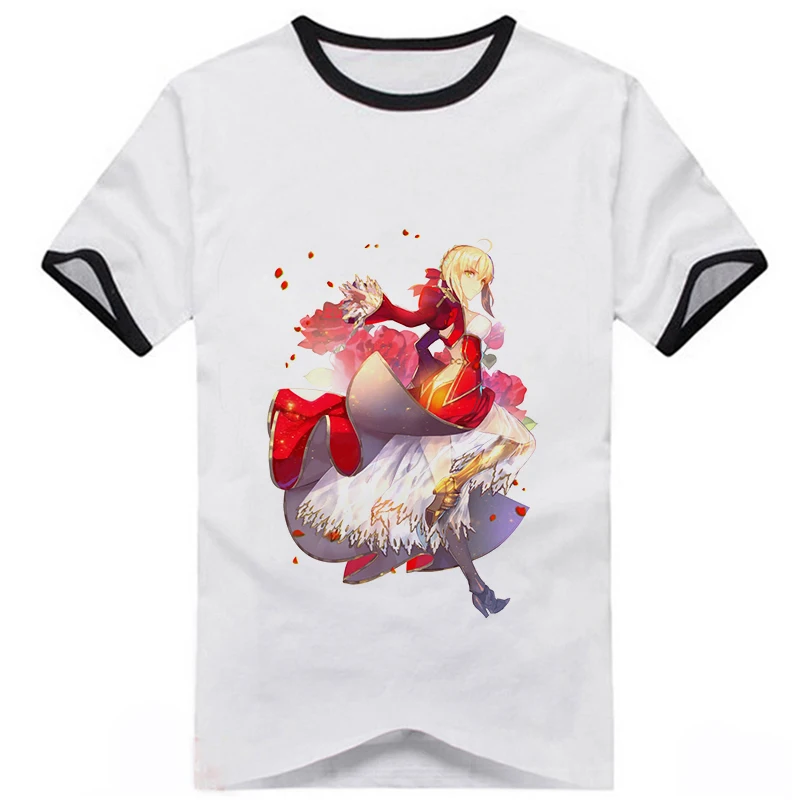 Аниме FGO Fate Grand Order футболка Arturia Pendragon Saber Повседневная унисекс с коротким рукавом