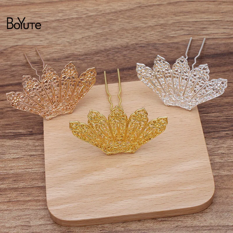 

BoYuTe (10 Pieces/Lot) 38*59MM Alloy Sector Welding 12*71*1.2MM Hair Fork Handmade Diy Hair Accessories Materials