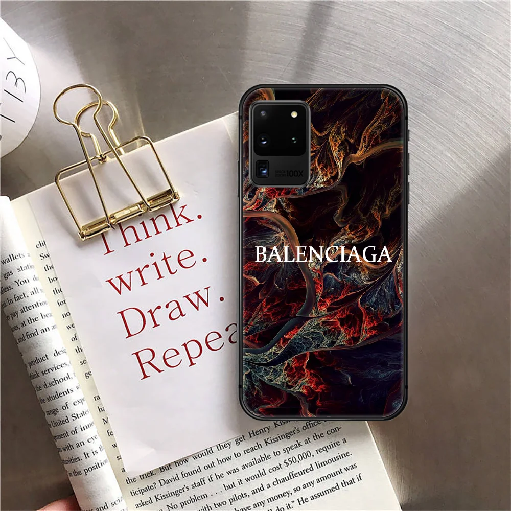 

French luxury Fashion Brand Phone Case Cover For Samsung Galaxy Note S 7 8 9 10 10E 20 Plus Lite Uitra Black Cover Shell Cell